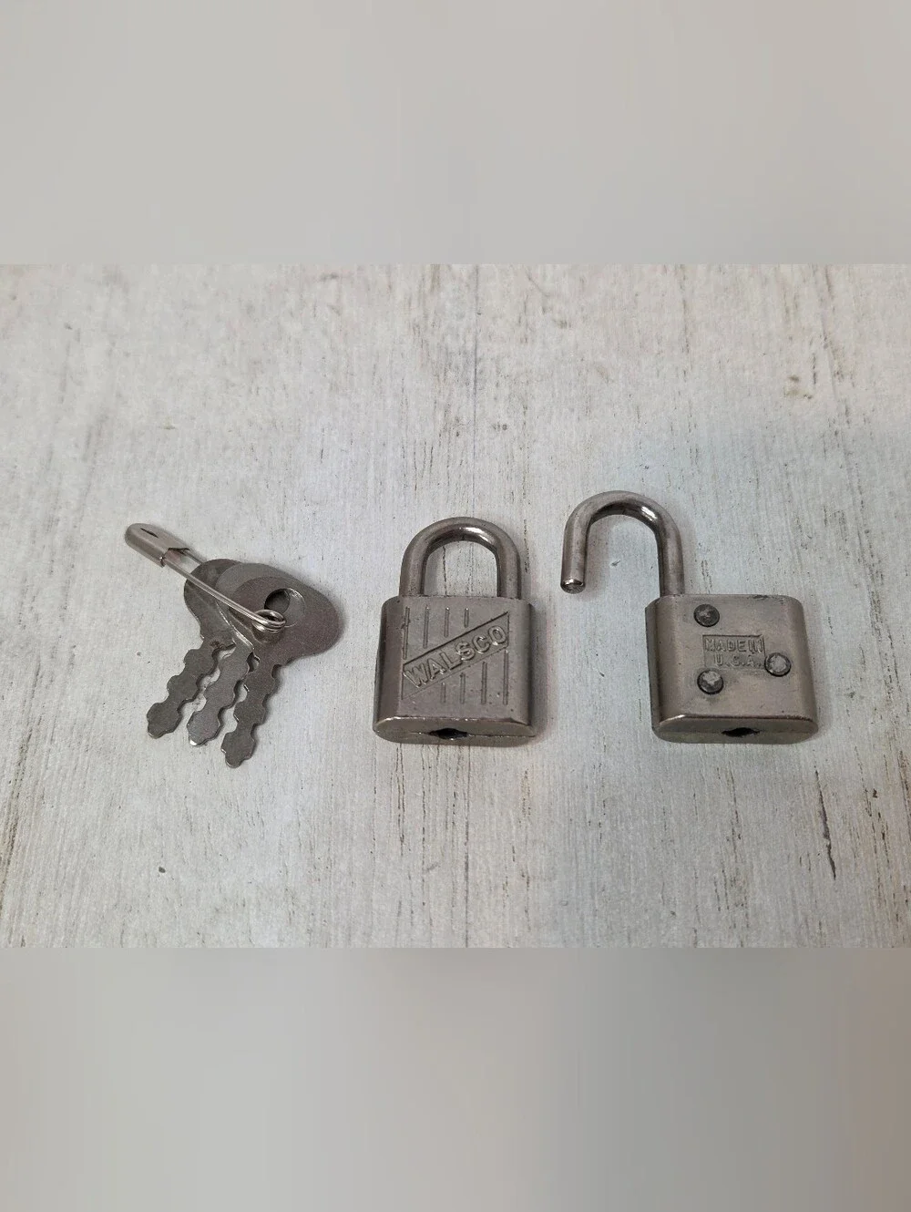 Vintage Walsco Mini Padlock Lot 2 Locks 3 Keys Made in USA MCM Working